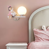 Aria Modern Metal/Glass Wall lamp, White & Pink