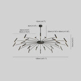 Arisha Modern Blown Linear Metal Multi-heads Chandelier