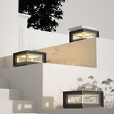 Ray Contemporary LED Cube Metal Outdoor Lamps, Black