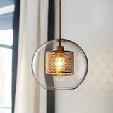 Hessa Contemporary Golden Pendant Light, Glass, Globe/Cylindric