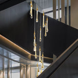Valentina Modern Teardrop Crystal Chandelier, Gold