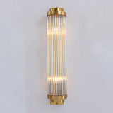 Ray Modern Cylindrical Metal/Crystal Wall Lamp, Gold
