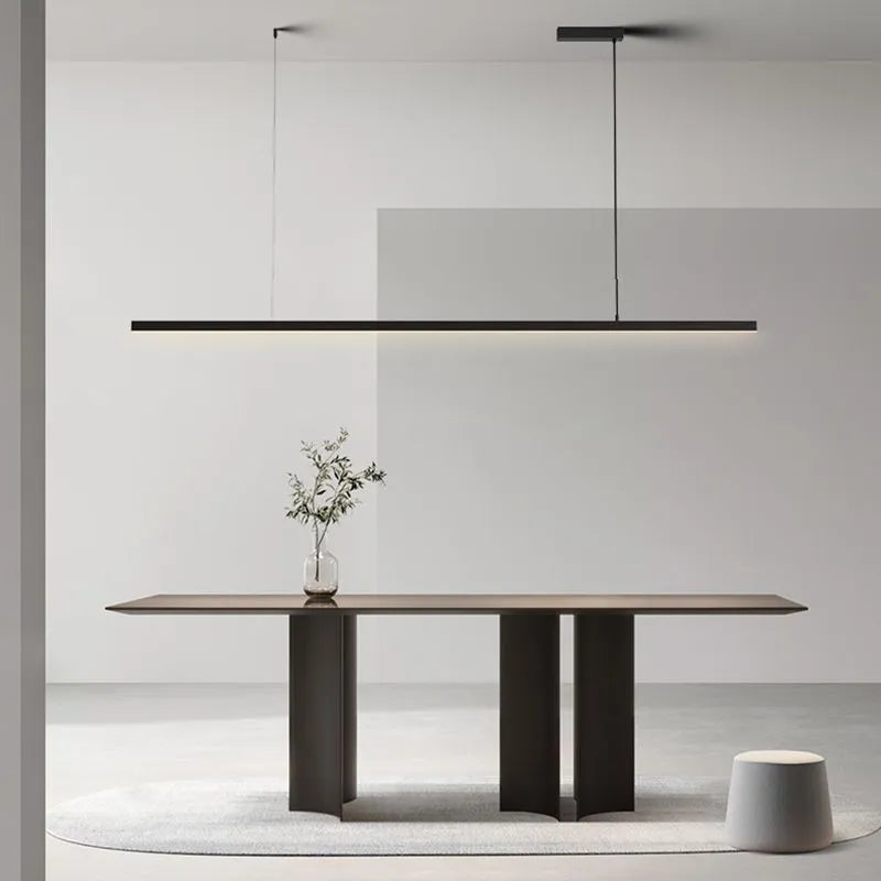 Arisha Minimalist Linear Metal Pendant Light, White/Black