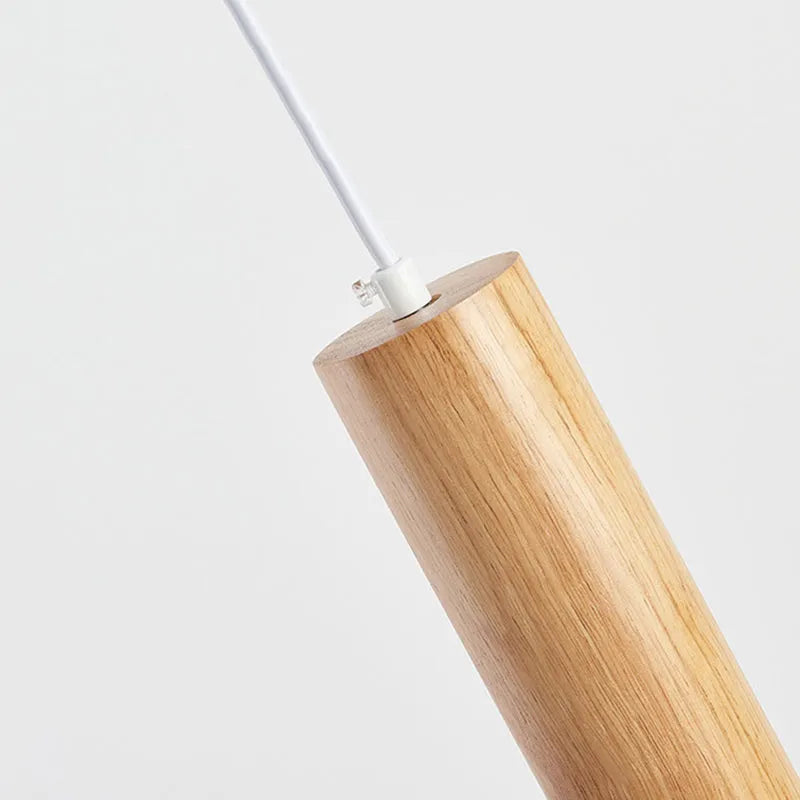 Muto Cylindrical Wood Pendant Light, for Bedroom & Kitchen Island