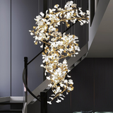 Olivia Modern Gold Staircase Chandelier, Metal & Ceramic