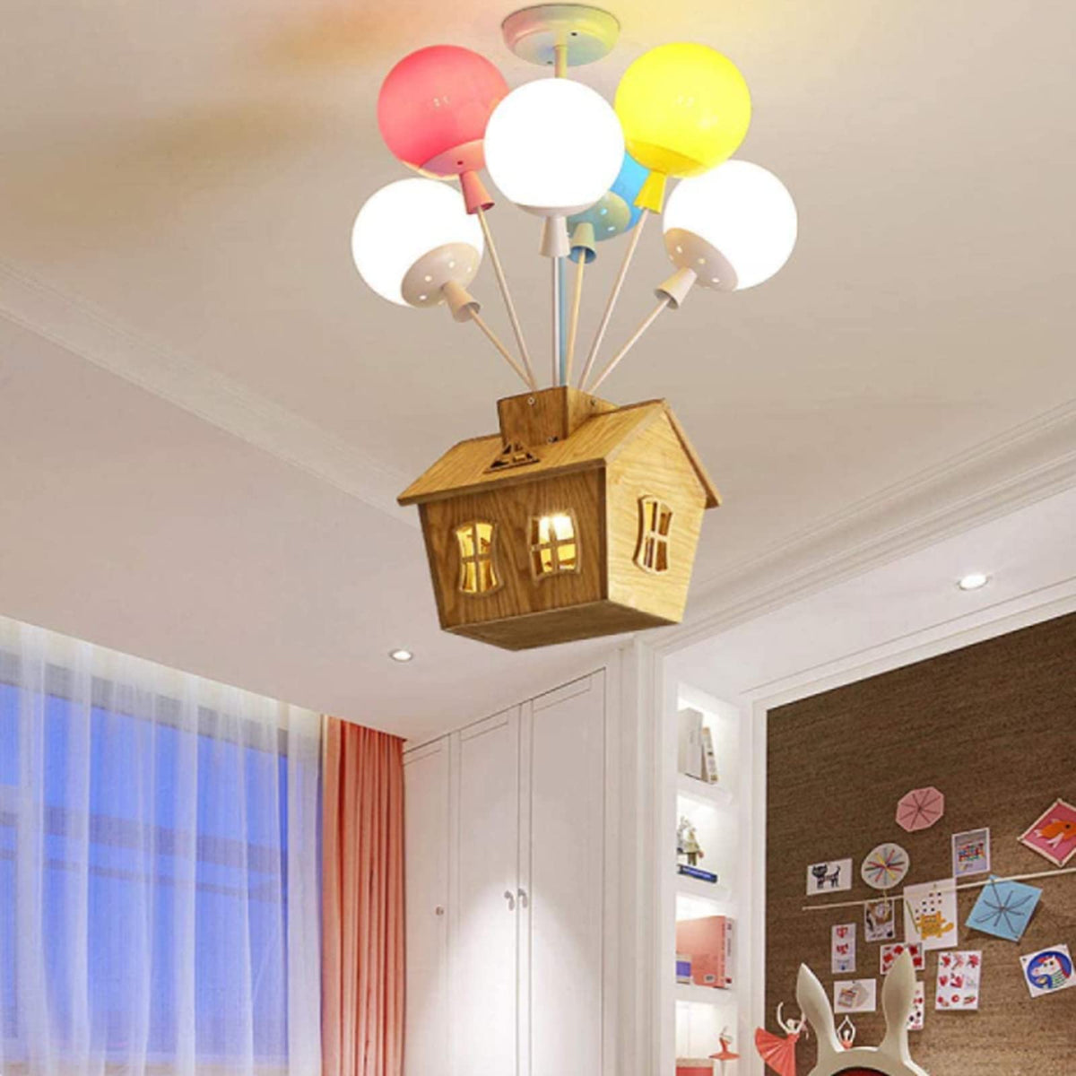 Aria Designer Flush Mount Ceiling Light Wood Children's Room