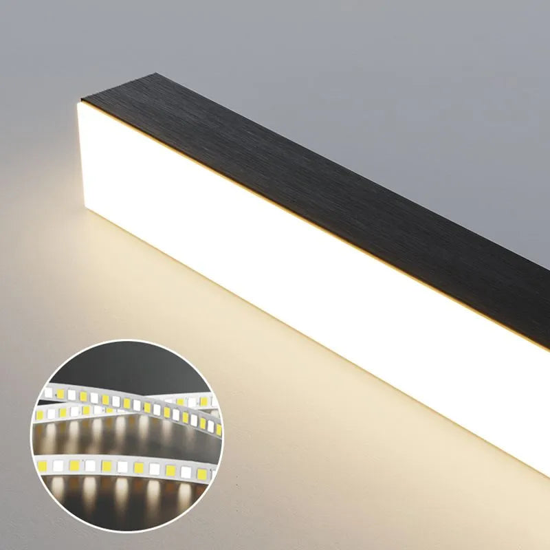 Arisha Minimalist Linear Metal Pendant Light, White/Black