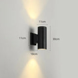 Kren Minimalist Metal Double-headed Outdoor Wall Lamp, Black