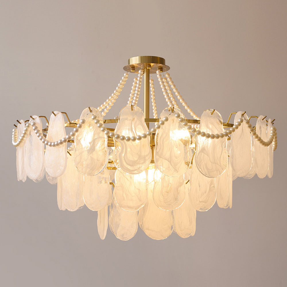 Kristy Elegant Pearl/Glass/Metal Chandelier, White