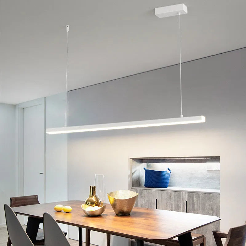 Arisha Minimalist Linear Metal Pendant Light, White/Black
