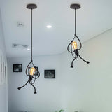 Miro Retro Modern Iron Man Pendant Light, Black