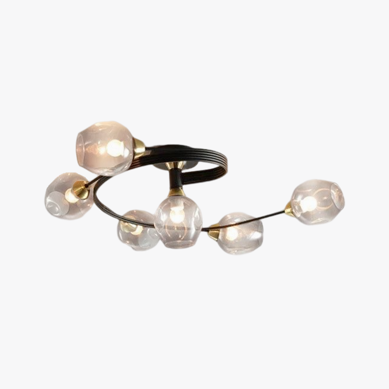 Valentina Flush Mount Ceiling Light, Glass, Black/Gold, Dining Room