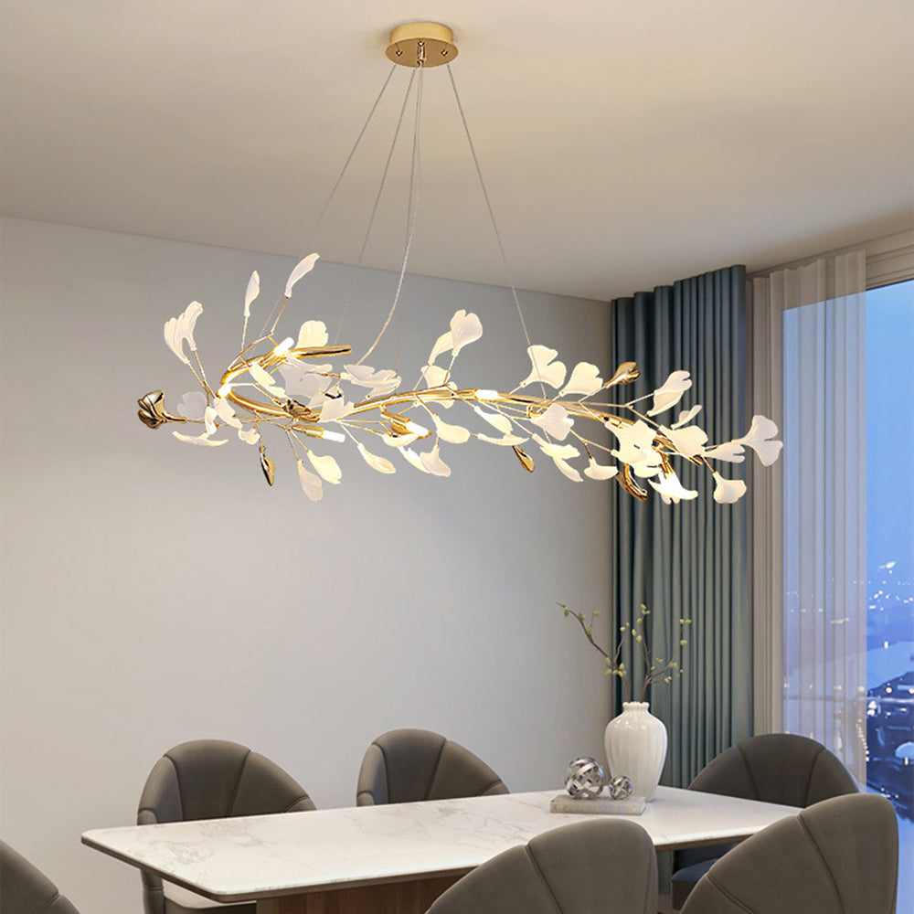 Olivia  Modern Art Deco Metal & Ceramic Chandelier, Gold