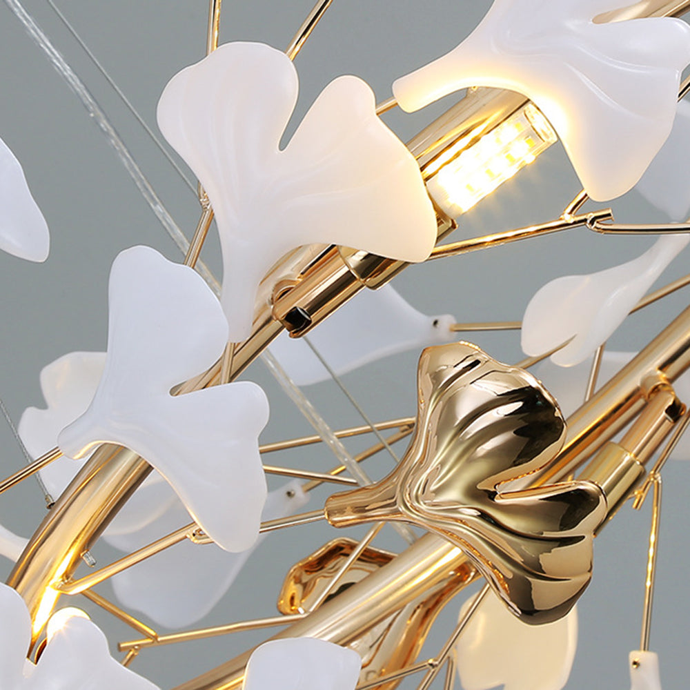 Olivia  Modern Art Deco Metal & Ceramic Chandelier, Gold