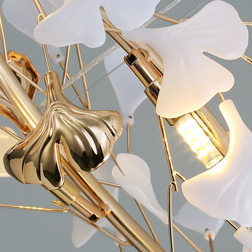 Olivia  Modern Art Deco Metal & Ceramic Chandelier, Gold