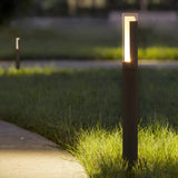 Ray Modern Rectangular Column Solar Outdoor Path Light, Black