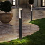 Ray Modern Rectangular Column Solar Outdoor Path Light, Black