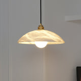 Delin Dome Pendant Light Alabaster &Brass