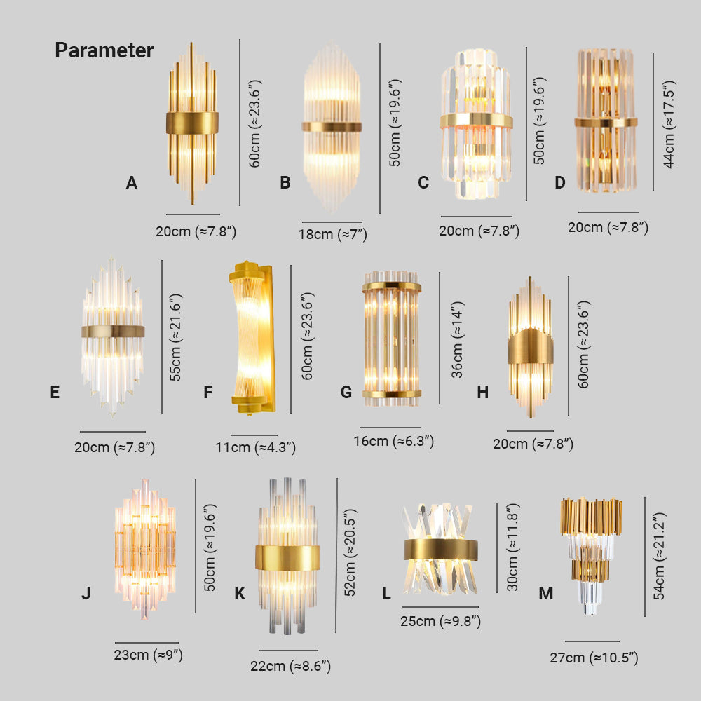 Kristy Luxury Gold Crystal Bedroom Bedside Wall Lamp