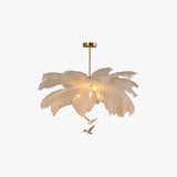 O'Moore Ostrich Contemporary Elegant Feather Chandelier, White