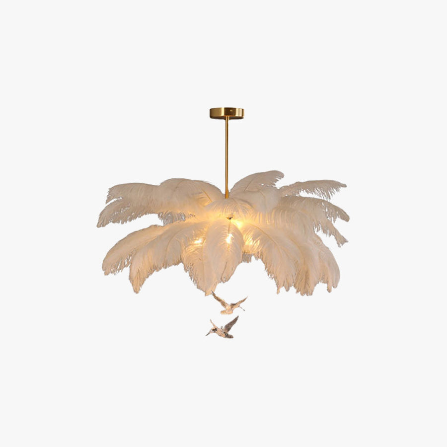 O'Moore Ostrich Contemporary Elegant Feather Chandelier, White