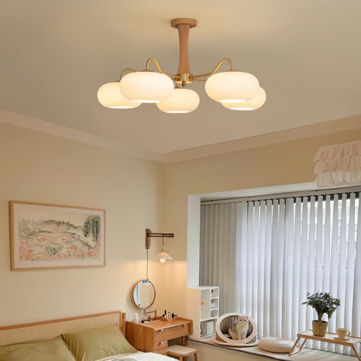 Candy Brass Wooden Glass Persimmon Chandelier