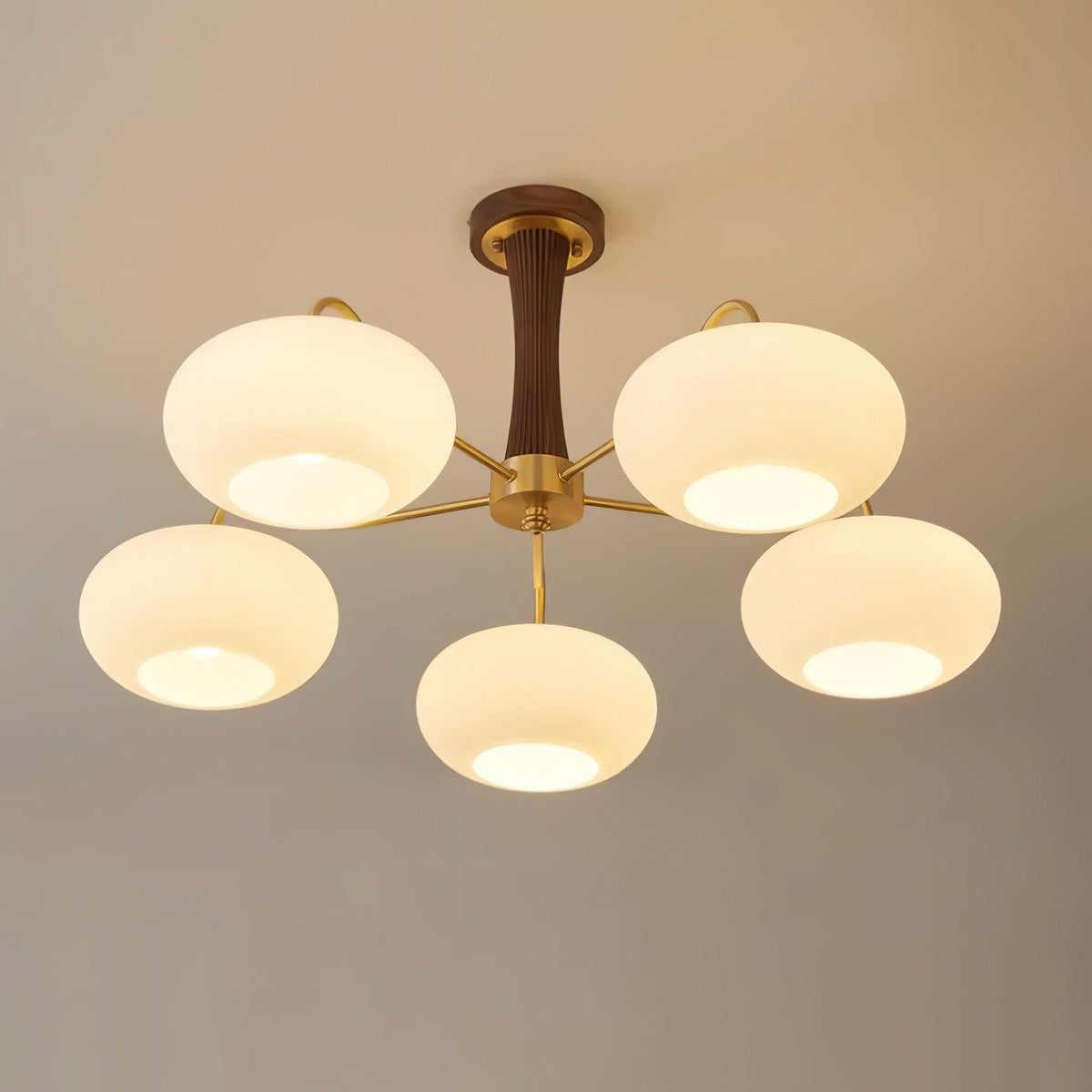 Candy Brass Wooden Glass Persimmon Chandelier