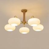 Candy Brass Wooden Glass Persimmon Chandelier