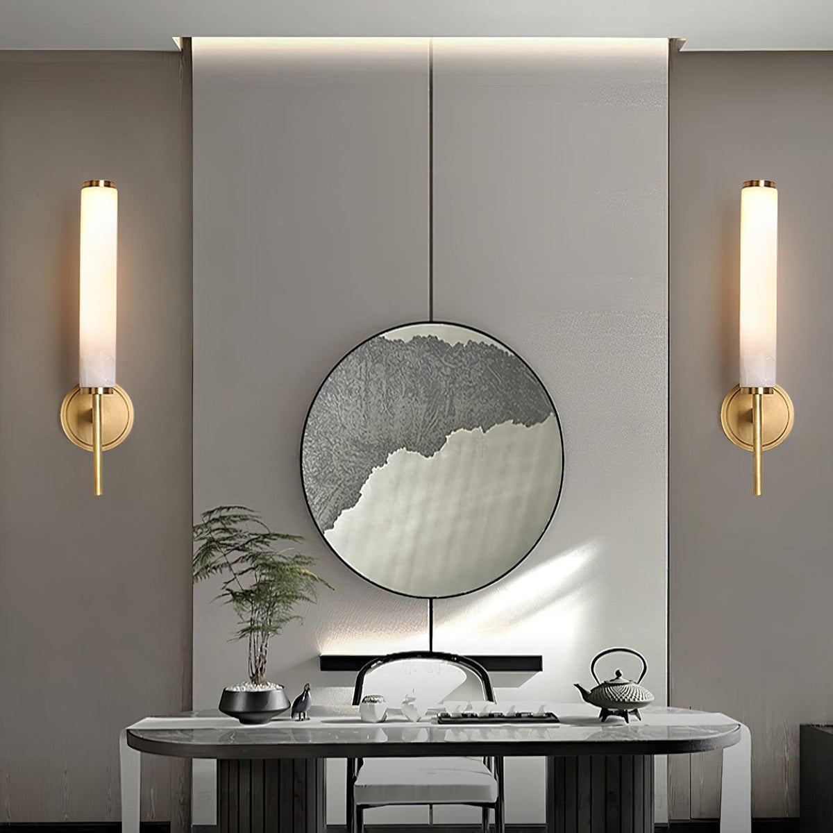 Jern Art Deco Alabaster Wall Lamp