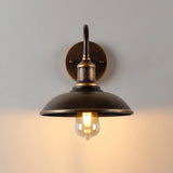 Ray Rustic Bowl Shaped Metal Wall Lamp, Antique Brass