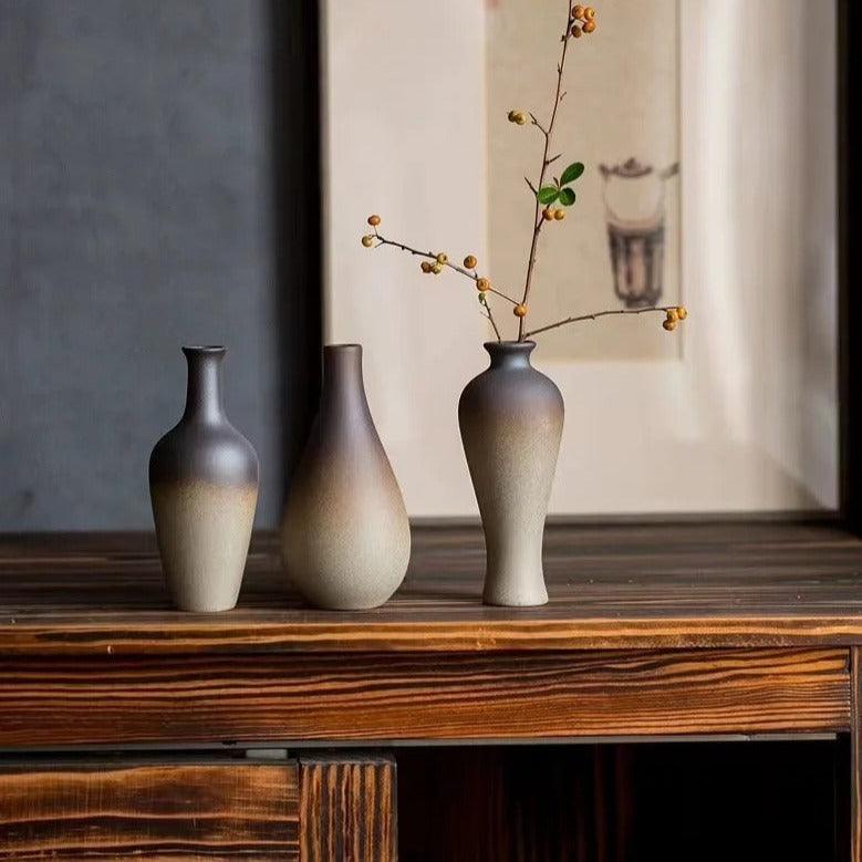 Earth-Tone Ceramic Bud Vase
