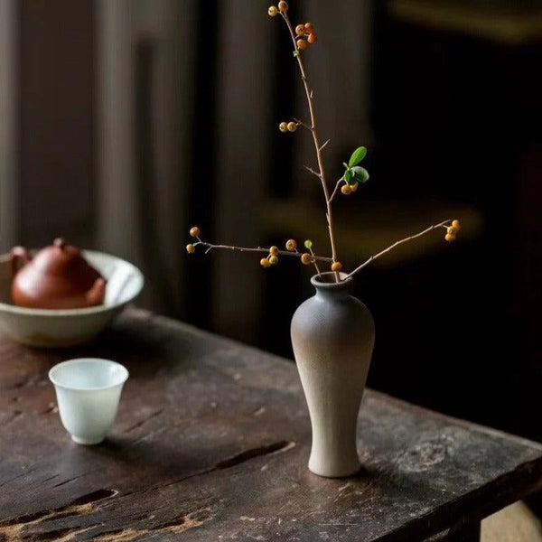 Earth-Tone Ceramic Bud Vase