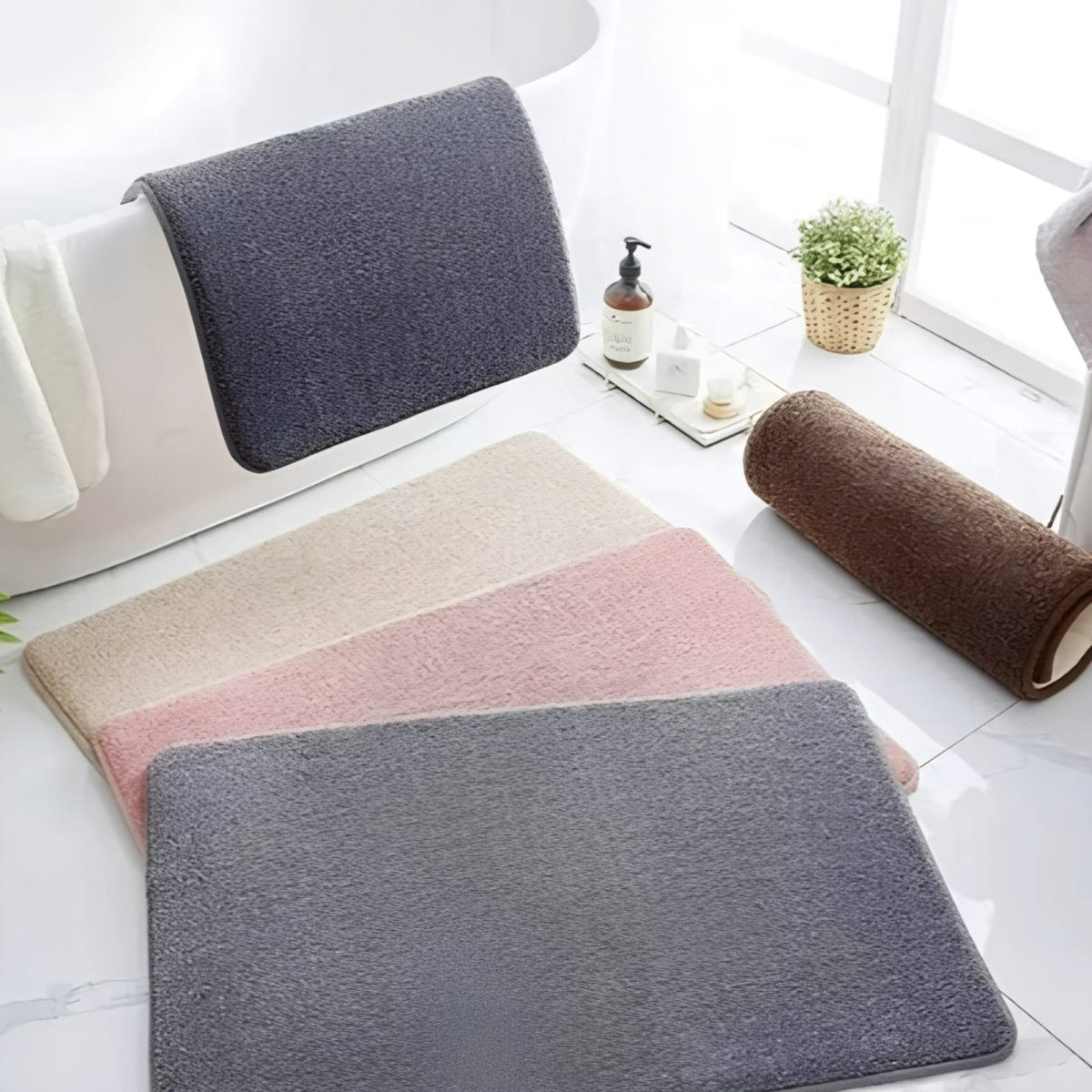 Absorbent Non-Slip Velvet Memory Foam Bath Mat
