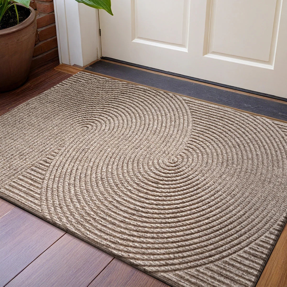 Non-Slip 3D Groove Wear-Resistant Polyester Doormat