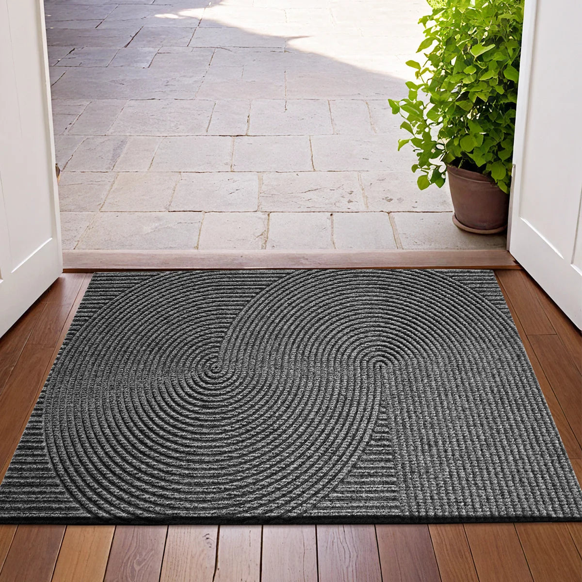 Non-Slip 3D Groove Wear-Resistant Polyester Doormat