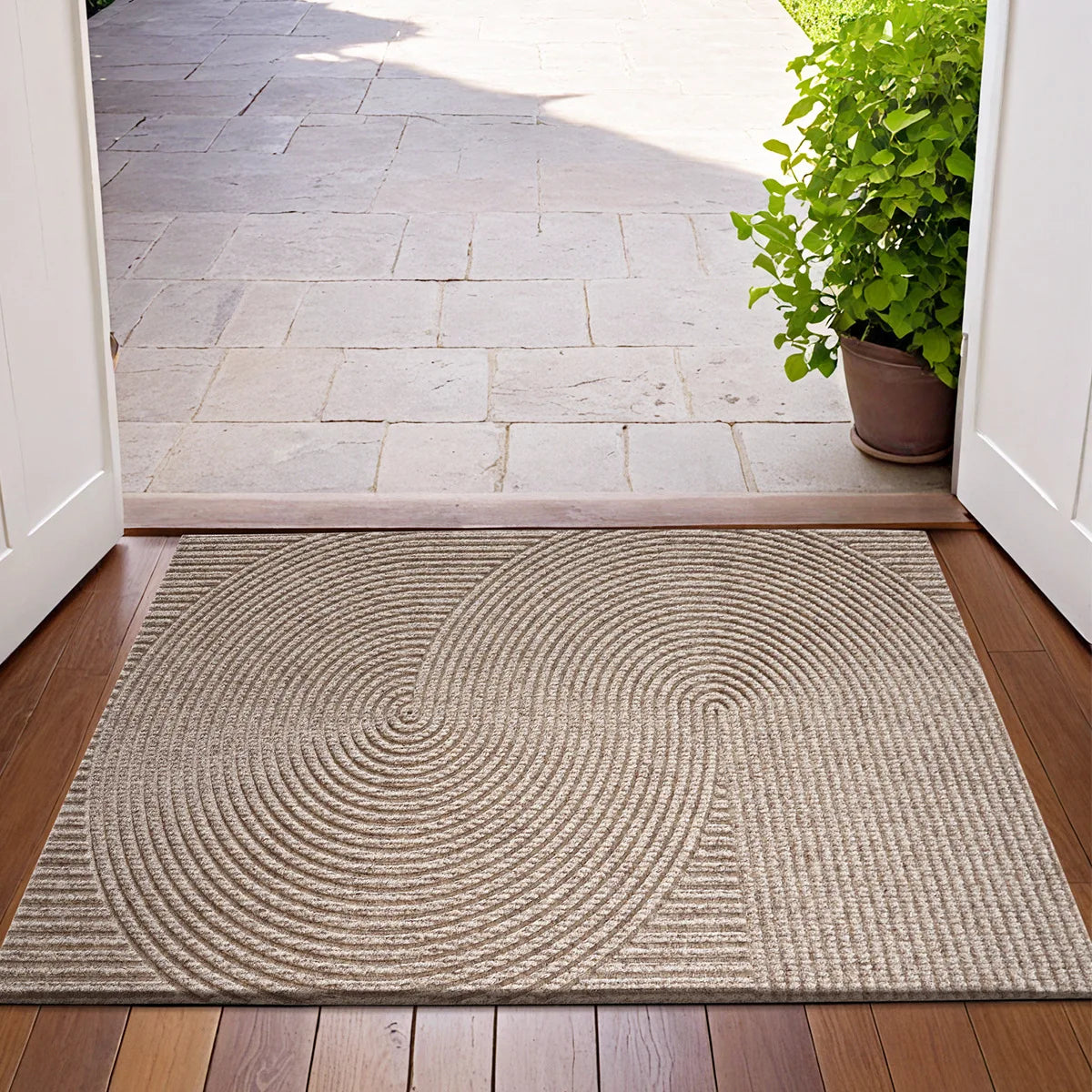 Non-Slip 3D Groove Wear-Resistant Polyester Doormat