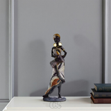 African Woman Musician Sculptures