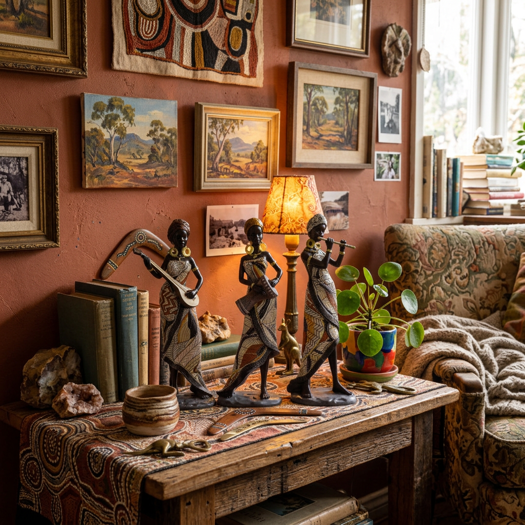 African Woman Musician Sculptures
