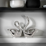 Silver Swan Couple Sculpture