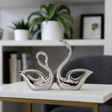 Silver Swan Couple Sculpture