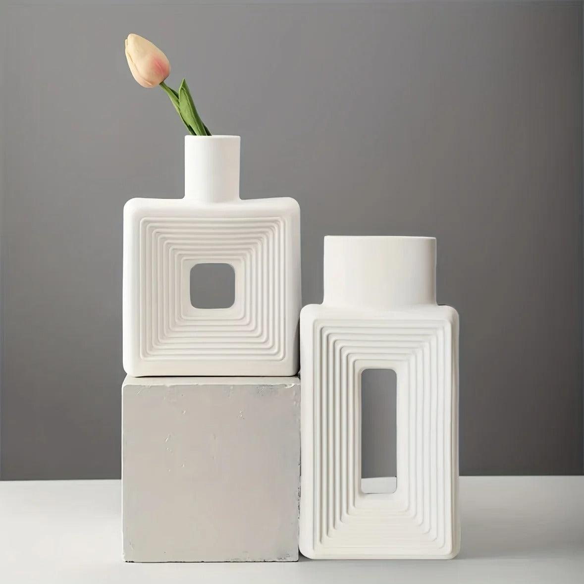Square Relief Donut Vase