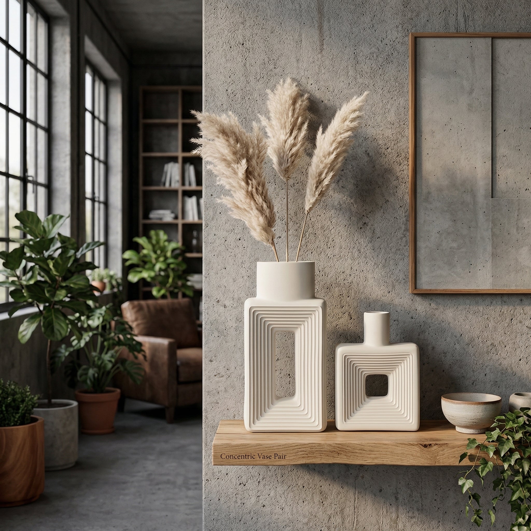 Square Relief Donut Vase