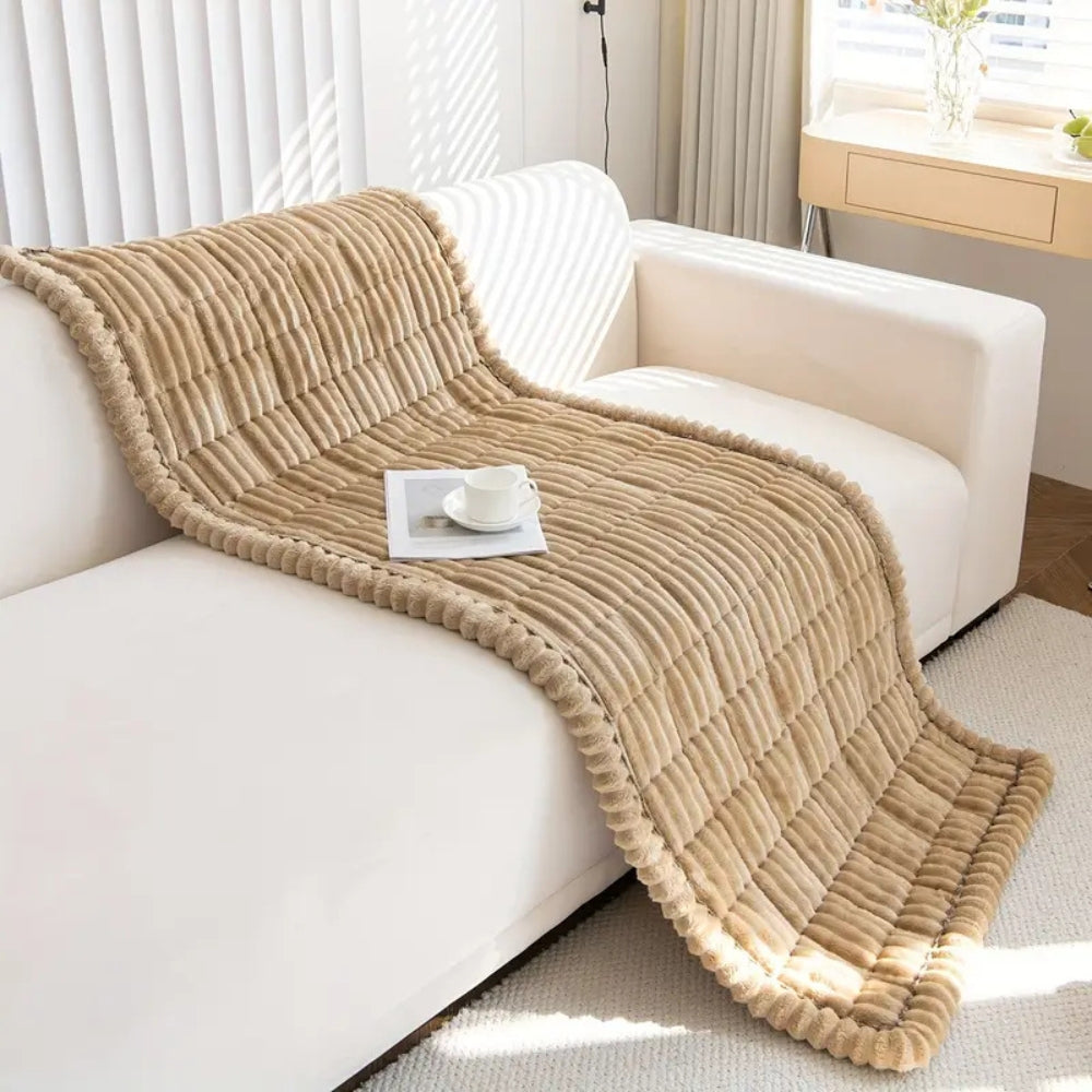 Soft Plush Ruffled-Edge Couch Throw