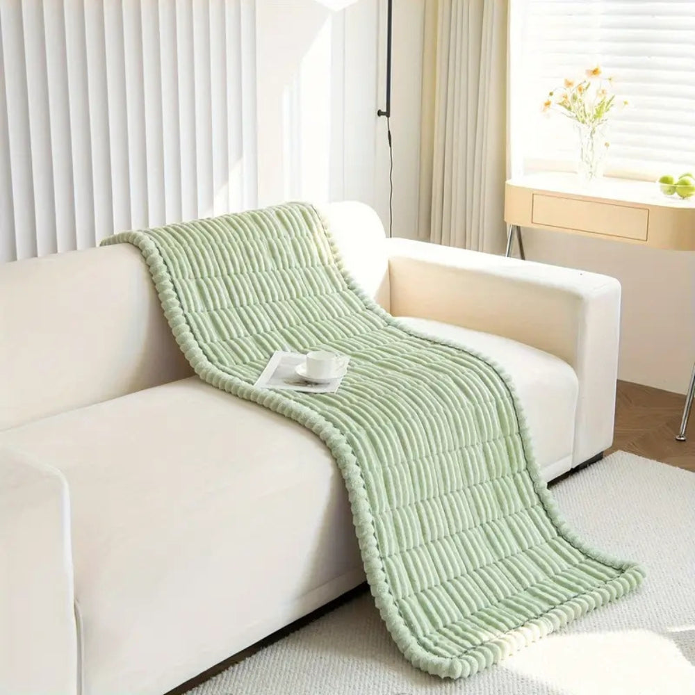 Soft Plush Ruffled-Edge Couch Throw