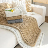 Soft Plush Ruffled-Edge Couch Throw