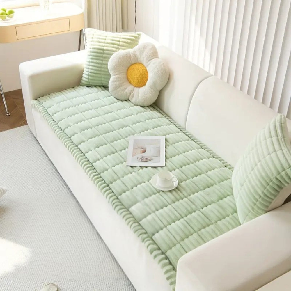 Soft Plush Ruffled-Edge Couch Throw