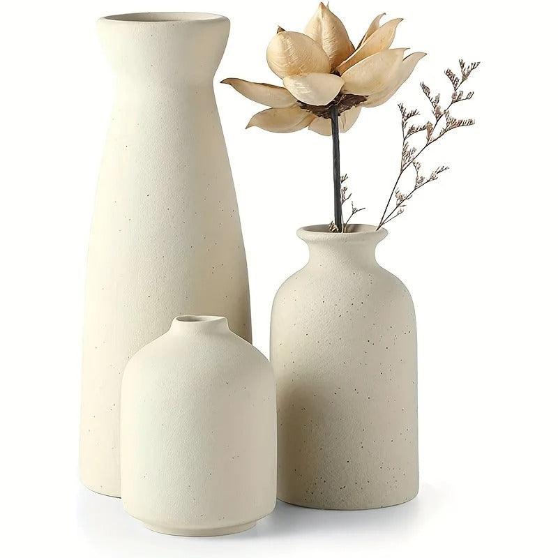 Speckled Ceramic Vase Trio