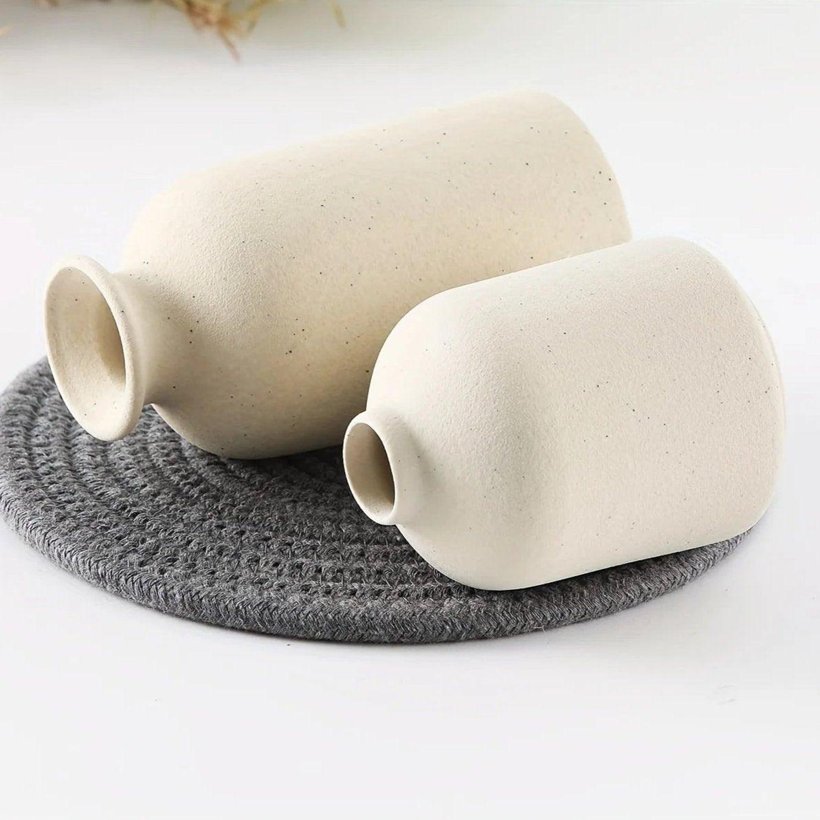 Speckled Ceramic Vase Trio