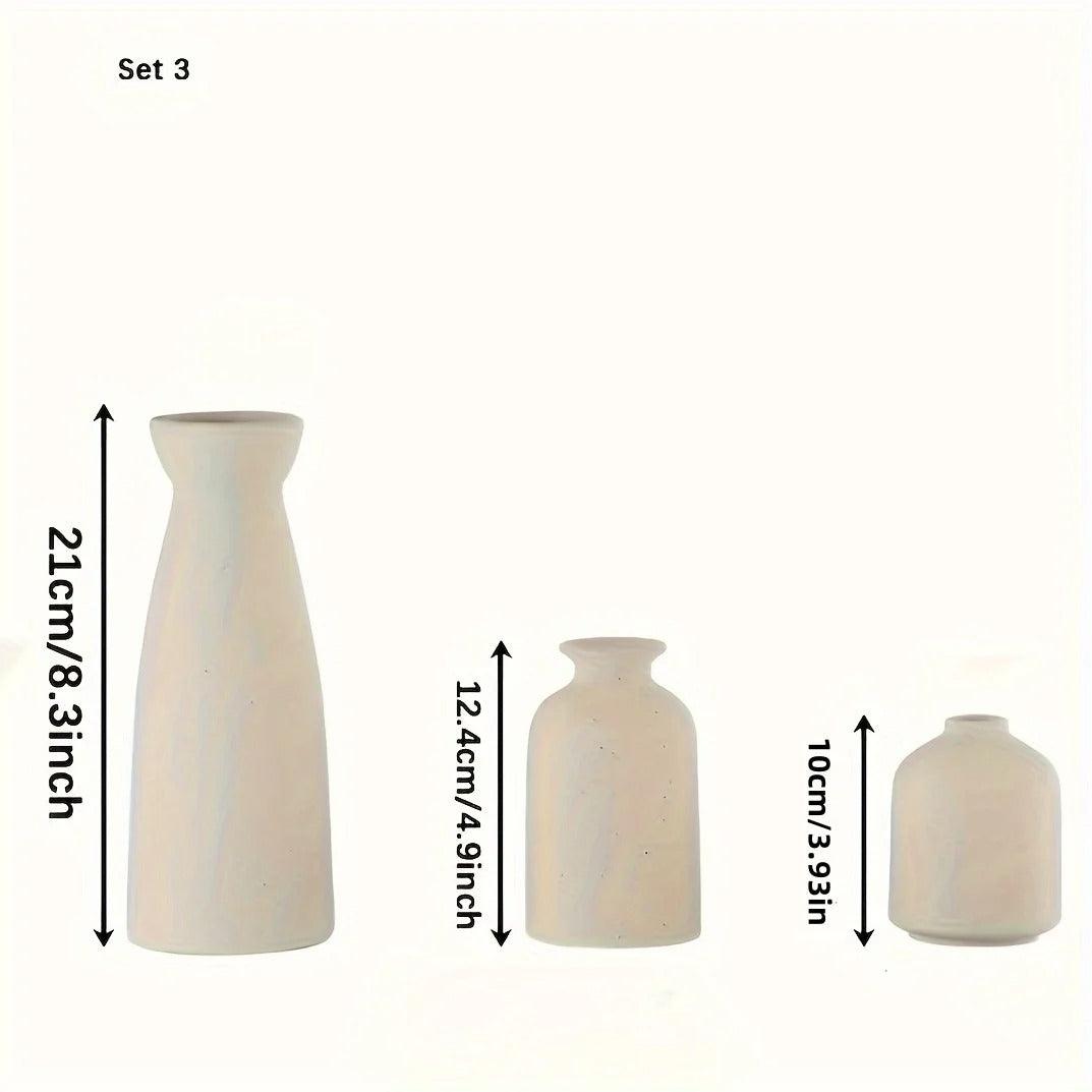 Speckled Ceramic Vase Trio