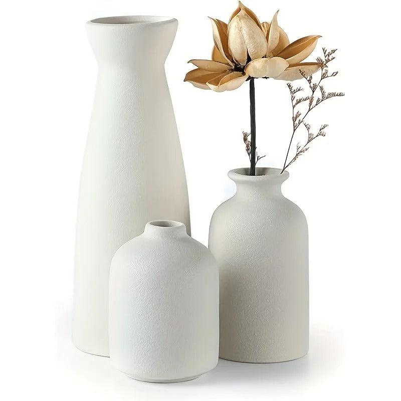 Speckled Ceramic Vase Trio